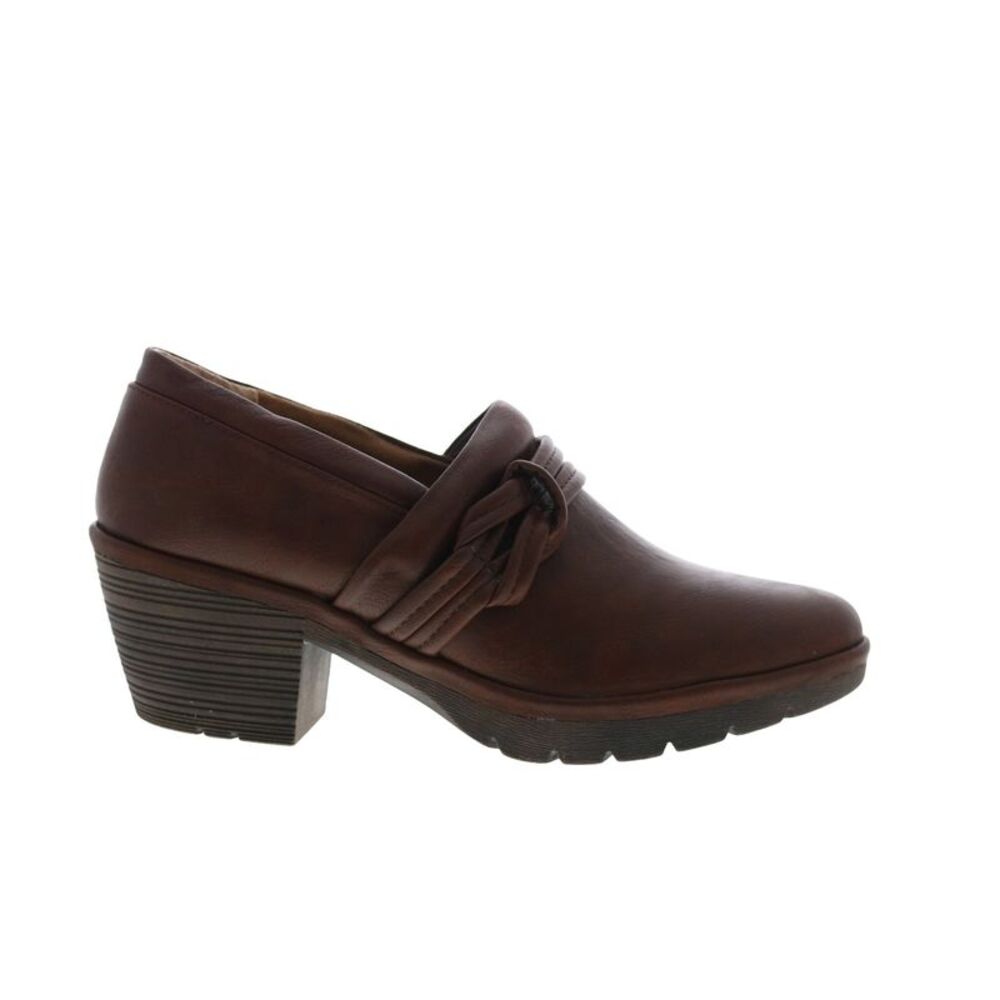 Women's Brown Leather Ankle Bootie with Low Block Heel